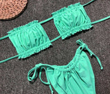 Frill Trim Ruched Bikini Set - Trendsi - Flyclothing LLC
