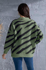 Animal Element Round Neck Dropped Shoulder Sweater - Trendsi
