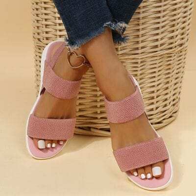 Rubber Open Toe Low Heel Sandals - Trendsi - Flyclothing LLC