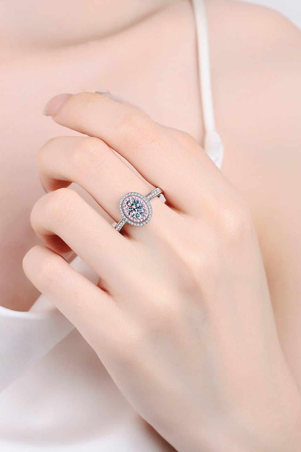 1 Carat Moissanite 925 Sterling Silver Halo Ring - Trendsi
