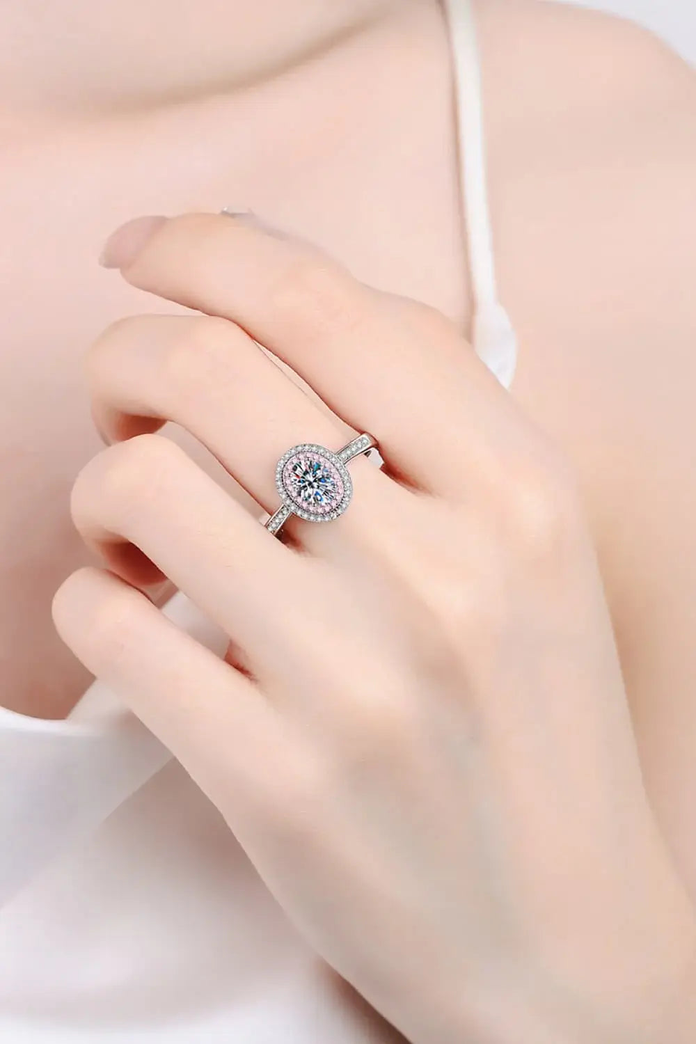 1 Carat Moissanite 925 Sterling Silver Halo Ring - Trendsi - Flyclothing LLC