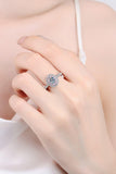 1 Carat Moissanite 925 Sterling Silver Halo Ring - Trendsi