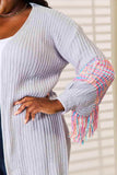 Woven Right Fringe Sleeve Dropped Shoulder Cardigan - Trendsi - Flyclothing LLC