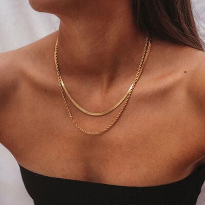 18K Gold-Plated Double-Layered Necklace - Trendsi