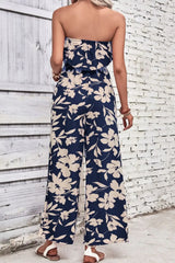 Floral Strapless Wide Leg Jumpsuit - Trendsi - Flyclothing LLC