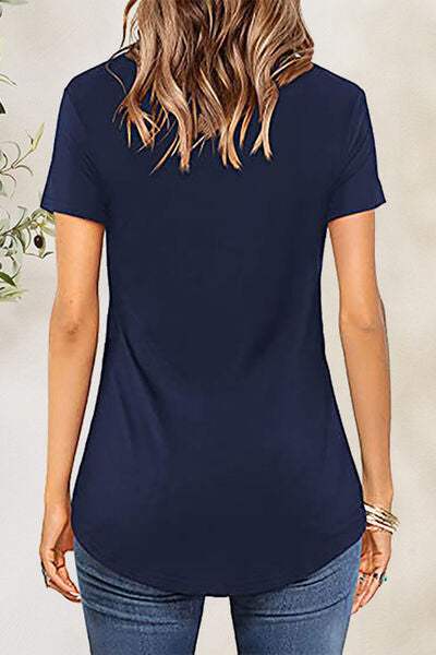 Crisscross Short Sleeve T-Shirt - Trendsi - Flyclothing LLC