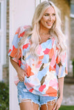 Printed Notched Neck Half Sleeve Blouse - Trendsi - Flyclothing LLC