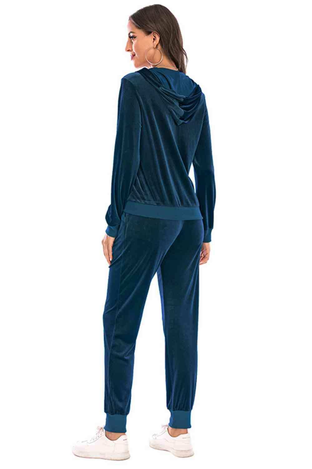 Zip-Up Hooded Jacket and Pants Set - Trendsi - Flyclothing LLC