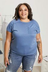 Sew In Love Stay and Chat Love Full Size Pocket Tee - Trendsi - Flyclothing LLC