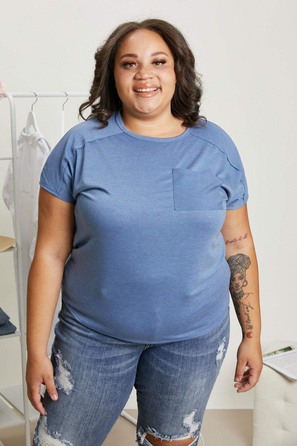 Sew In Love Stay and Chat Love Full Size Pocket Tee - Trendsi - Flyclothing LLC