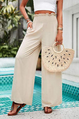 Smocked Wide Leg Pants with Pockets - Trendsi - Flyclothing LLC