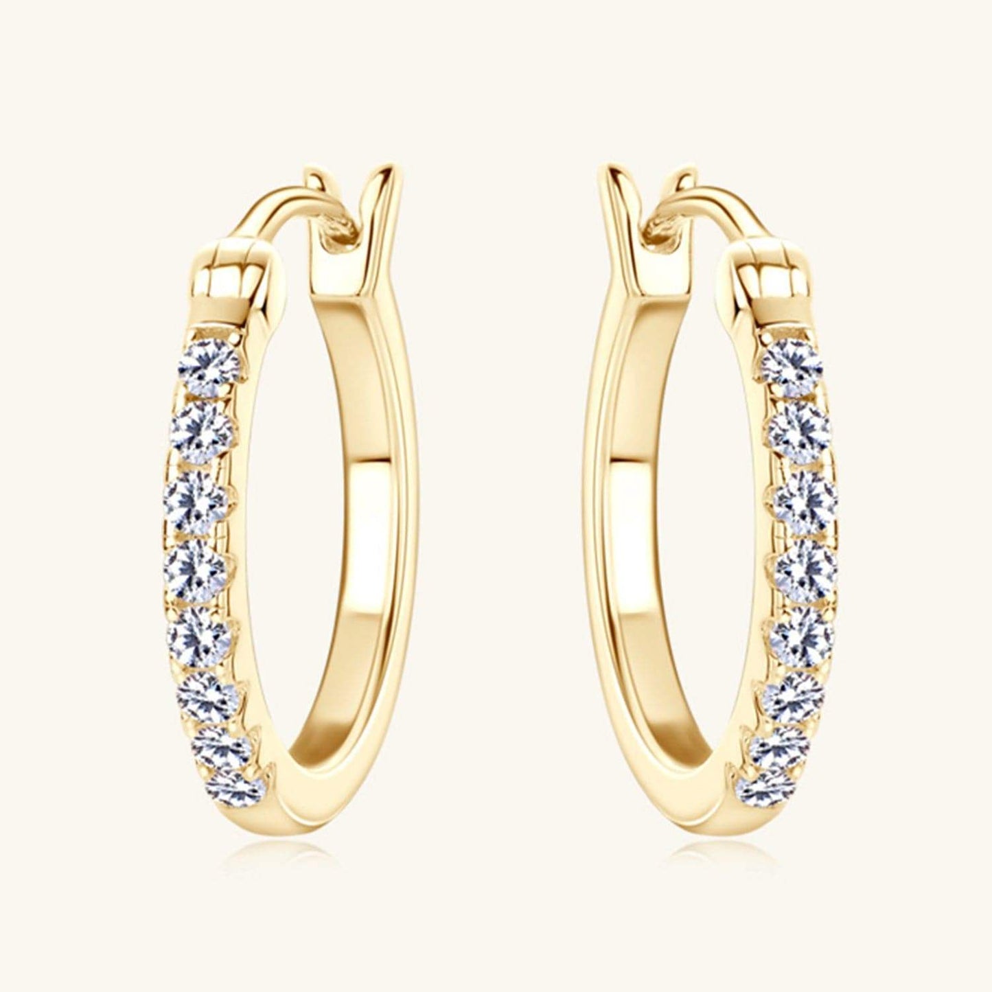 925 Sterling Silver Moissanite Huggie Earrings - Trendsi - Flyclothing LLC