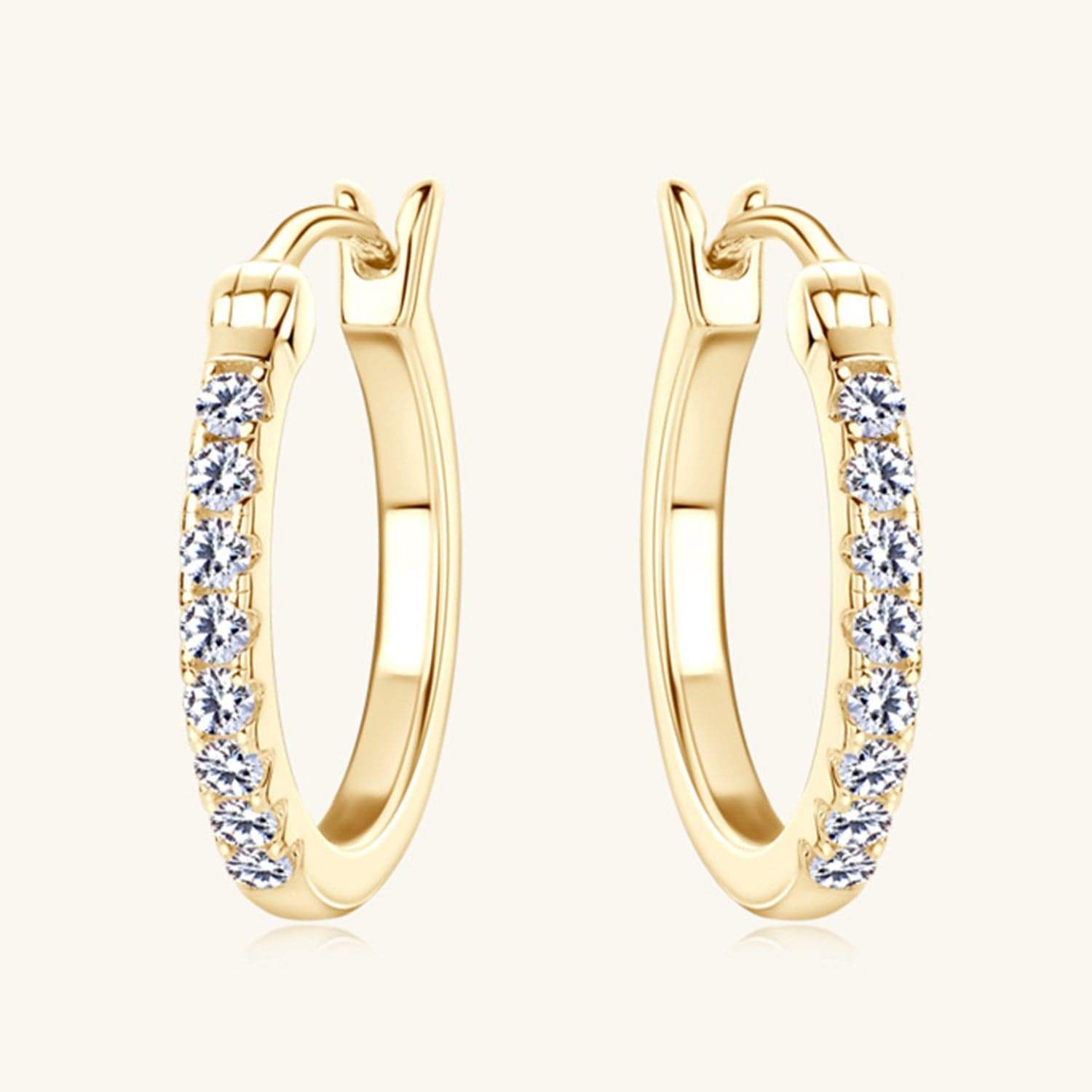925 Sterling Silver Moissanite Huggie Earrings - Trendsi - Flyclothing LLC