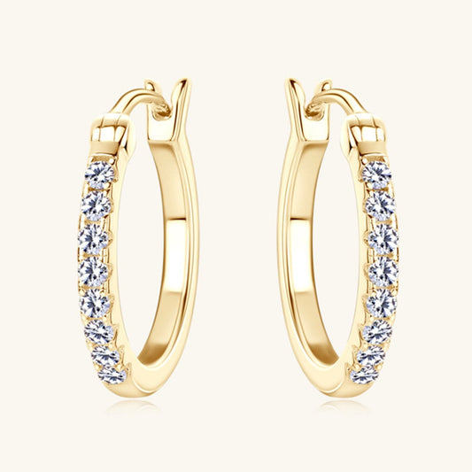 925 Sterling Silver Moissanite Huggie Earrings - Trendsi