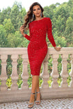 Sequin Round Neck Slit Dress - Trendsi - Flyclothing LLC
