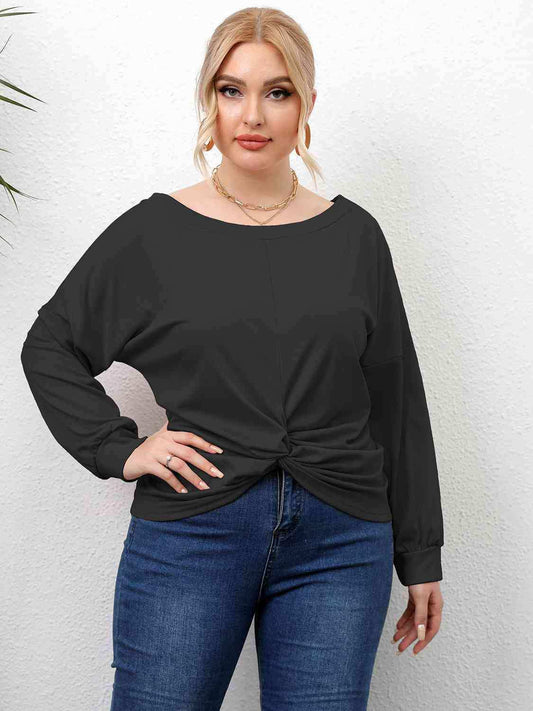 Plus Size Twisted Drop Shoulder T-Shirt - Trendsi - Flyclothing LLC