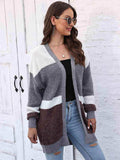 Color Block Open Front Cardigan - Trendsi - Flyclothing LLC
