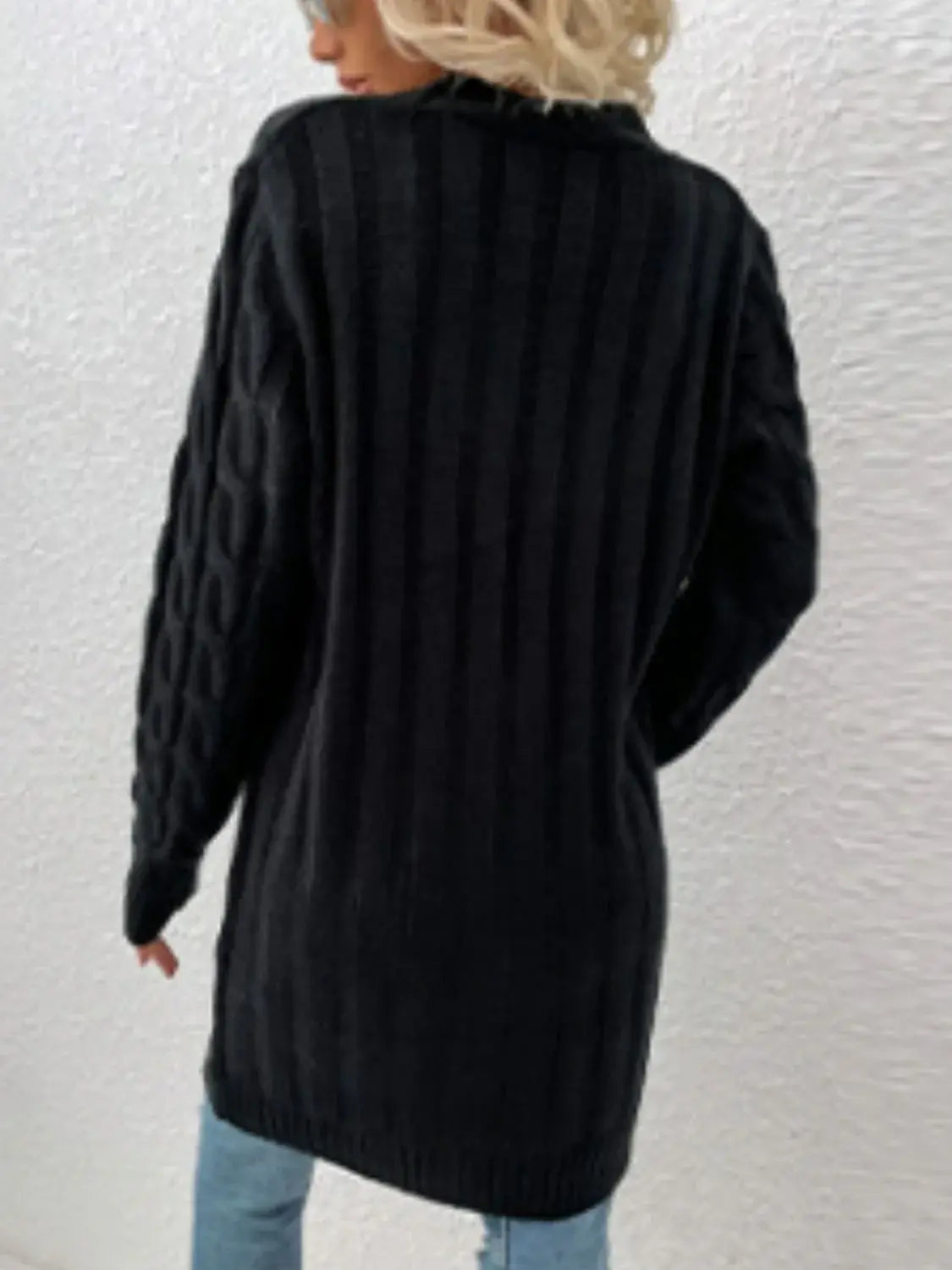 Cable-Knit Button Down Cardigan with Pockets - Trendsi - Flyclothing LLC