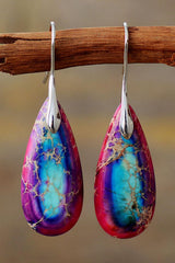 Handmade Teardrop Shape Natural Stone Dangle Earrings - Trendsi