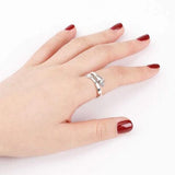 Hug Shape 925 Sterling Silver Bypass Ring - Trendsi