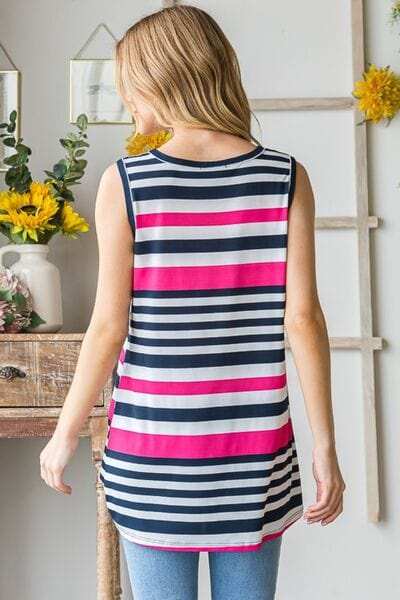 Heimish Full Size Striped Twist Knot Round Neck Tank - Trendsi - Flyclothing LLC