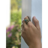 Turquoise Stone Adjustable Brass Ring - Asha Handicrafts