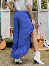 Plus Size Swiss Dot Ruffled Wide Leg Pants - Trendsi - Flyclothing LLC