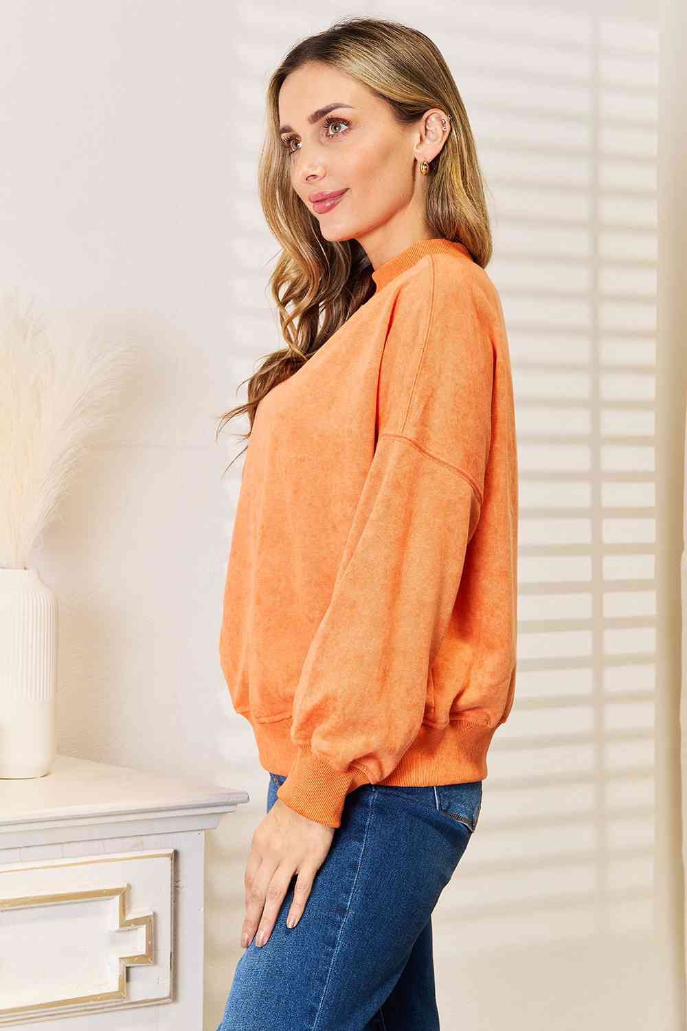 Basic Bae Round Neck Dropped Shoulder Sweatshirt - Trendsi - Flyclothing LLC