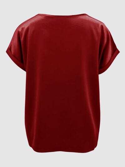 Round Neck Short Sleeve T-Shirt - Trendsi - Flyclothing LLC