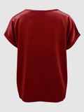 Round Neck Short Sleeve T-Shirt - Trendsi - Flyclothing LLC