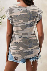Printed Round Neck Short Sleeve T-Shirt - Trendsi - Flyclothing LLC