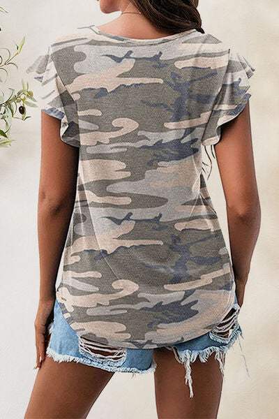 Printed Round Neck Short Sleeve T-Shirt - Trendsi - Flyclothing LLC