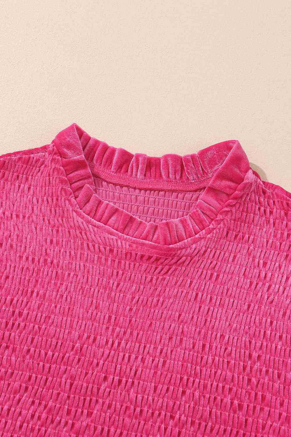 Smocked Round Neck Long Sleeve Dress - Trendsi - Flyclothing LLC