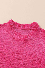 Smocked Round Neck Long Sleeve Dress - Trendsi
