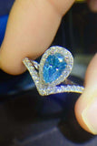 1 Carat Pear Shape Moissanite Heart Ring - Trendsi