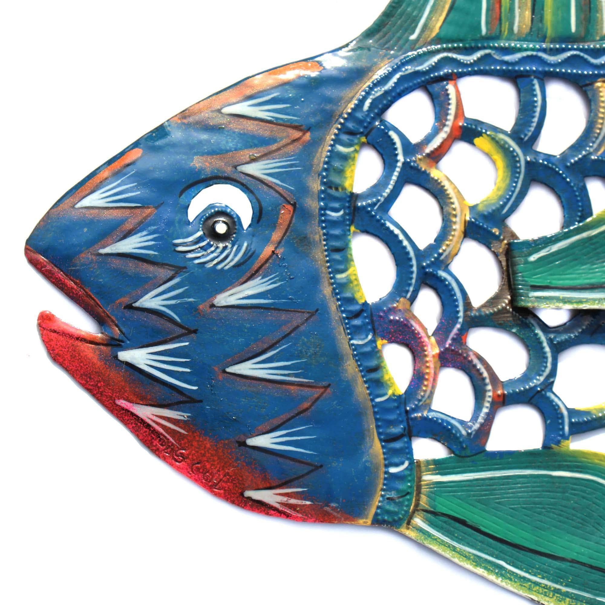 24 inch Painted Fish & Shell - Caribbean Craft - Caribbean Craft