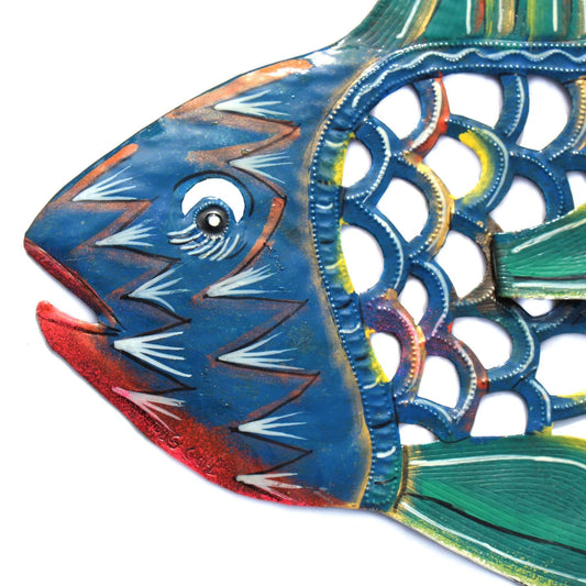 24 inch Painted Fish & Shell - Caribbean Craft - Caribbean Craft