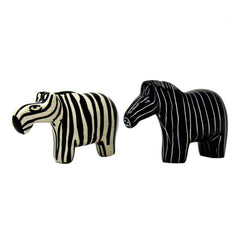 Zebra Soapstone Sculptures, Set of 2 - Flyclothing LLC