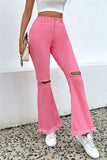 Distressed Raw Hem Bootcut Jeans - Trendsi