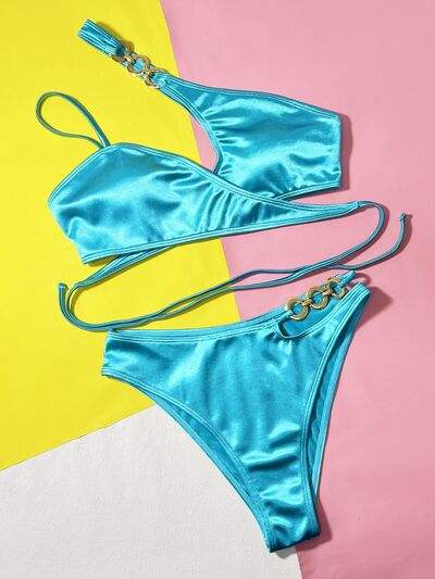 Chain Detail Crisscross Bikini Set - Trendsi - Flyclothing LLC