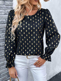 Printed Round Neck Flounce Sleeve Blouse - Trendsi - Flyclothing LLC