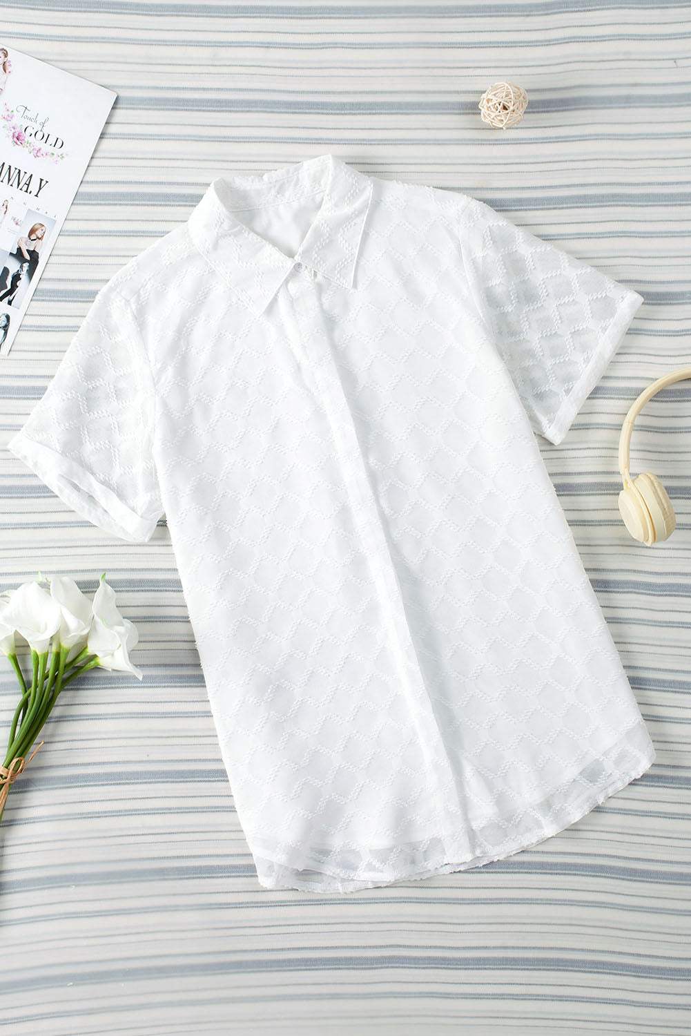 Button Up Short Sleeve Shirt - Trendsi - Flyclothing LLC