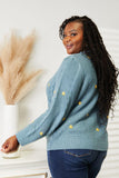 HEYSON Full Size Floral Embroidered Cable Cardigan - Trendsi