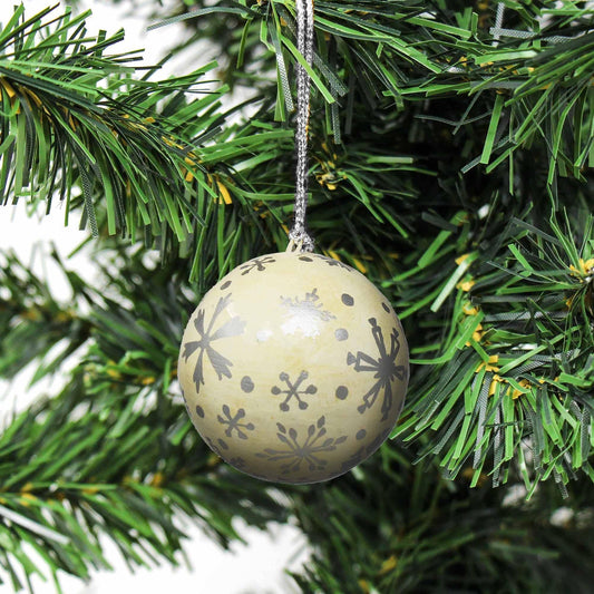Handpainted Ornaments, Silver Snowflakes - Pack of 3 - Asha Handicrafts