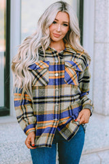 Plaid Pocketed Button Down Shacket - Trendsi - Flyclothing LLC