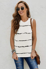 Striped Round Neck Tank - Trendsi - Flyclothing LLC