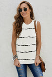 Striped Round Neck Tank - Trendsi