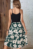 Two-Tone Decorative Button Frilled Dress - Flyclothing LLC