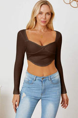 Ribbed Long Sleeve T-Shirt - Trendsi - Flyclothing LLC