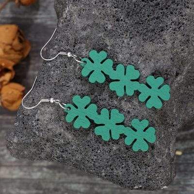 Lucky Clover Wooden Dangle Earrings - Trendsi - Flyclothing LLC